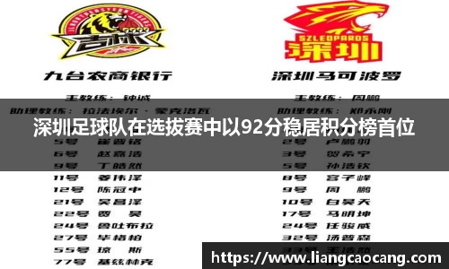 深圳足球队在选拔赛中以92分稳居积分榜首位